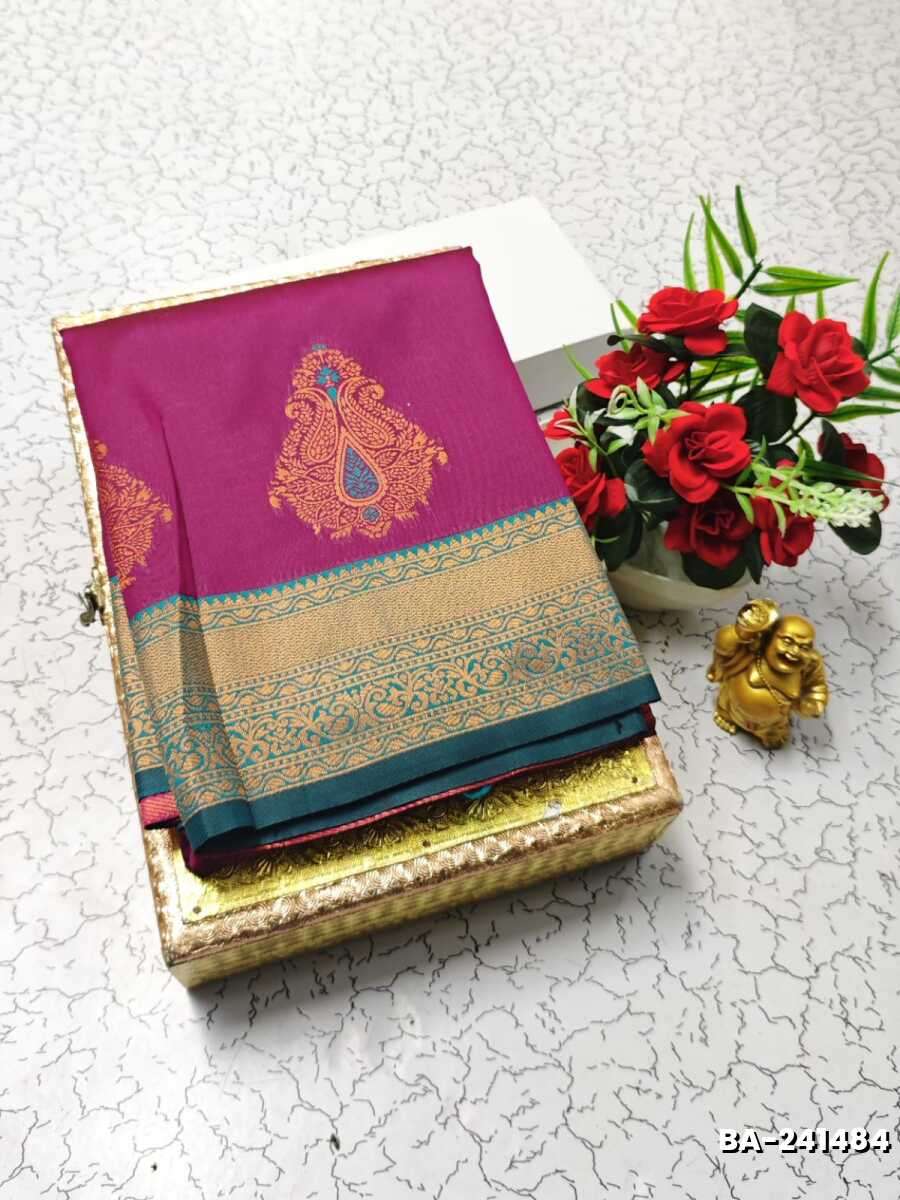 1000 Butta premium Soft Silk Saree weddings, festivals, traditional Wear - WINE COLOUR (5)