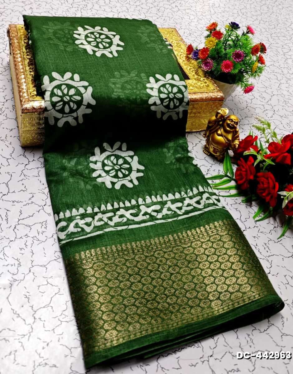 Dailywear cotton sarees all over body peacock designpattern design premium look lightweight comfortable wear - GREEN COLOUR