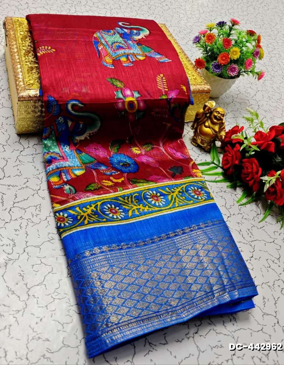 Dailywear cotton sarees all over body peacock designpattern design premium look lightweight comfortable wear - MAROON COLOR (3)