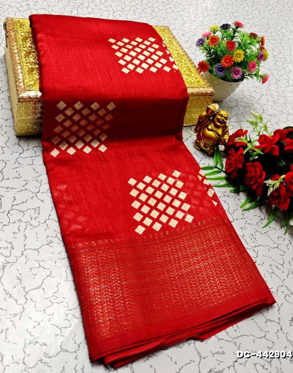 Dailywear cotton sarees all over body peacock designpattern design premium look lightweight comfortable wear - RED (3)