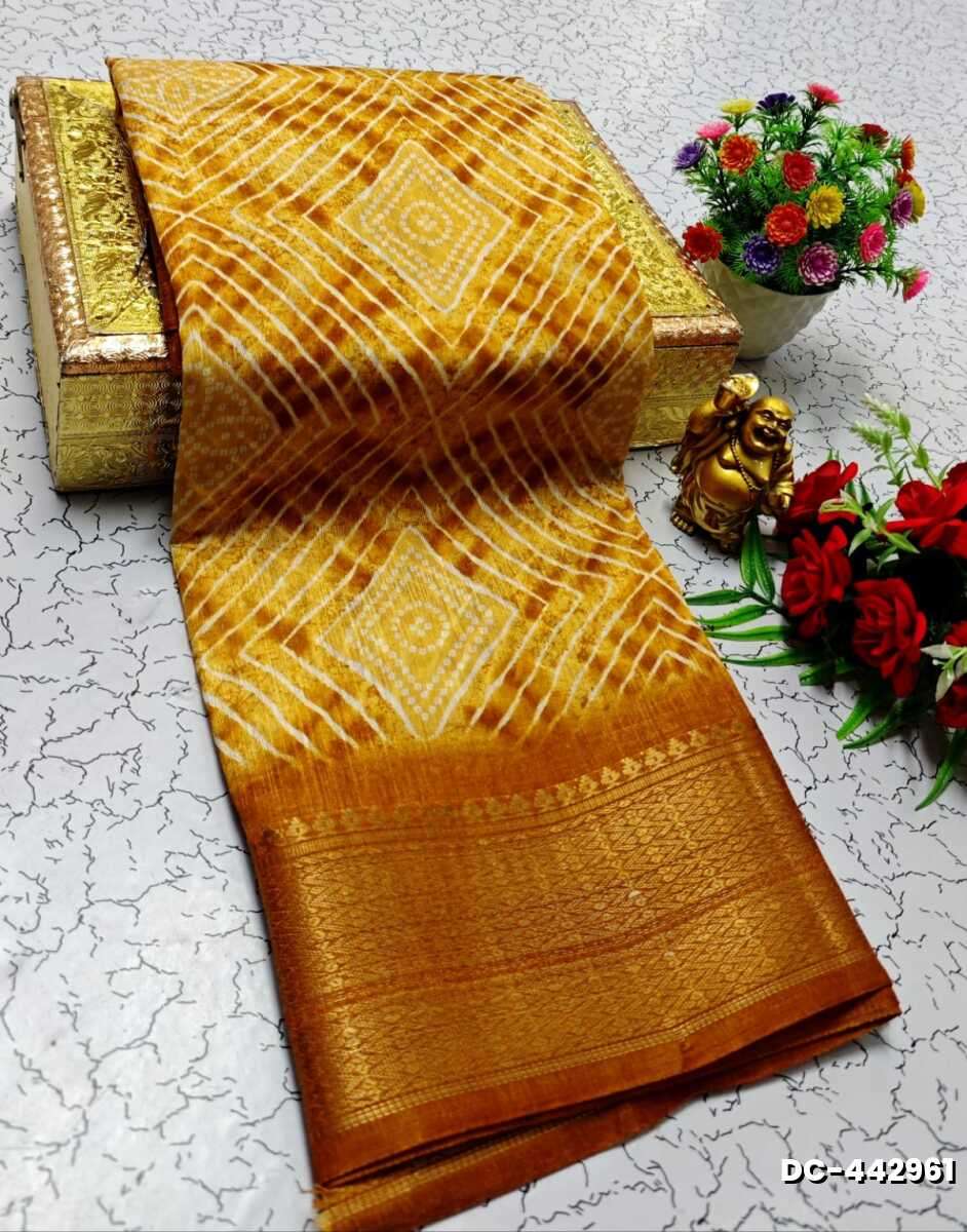 Dailywear cotton sarees all over body peacock designpattern design premium look lightweight comfortable wear - YELLOW COLOR (3)