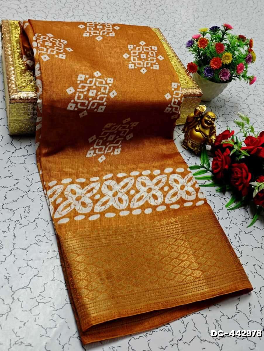 Dailywear cotton sarees all over body peacock designpattern design premium look lightweight comfortable wear - BRONCE COLOUR (2)