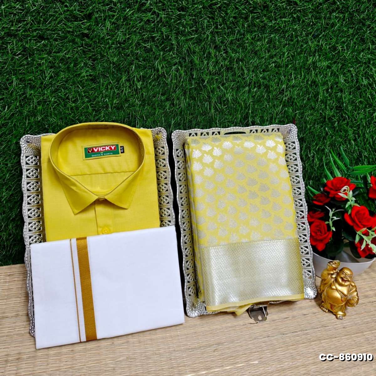 COUPLE COMBO MATCHING AND MATCHING TRADITIONAL SET MATCHING COMBO FOR FESTIVAL SEASONS - YELLOW (1)