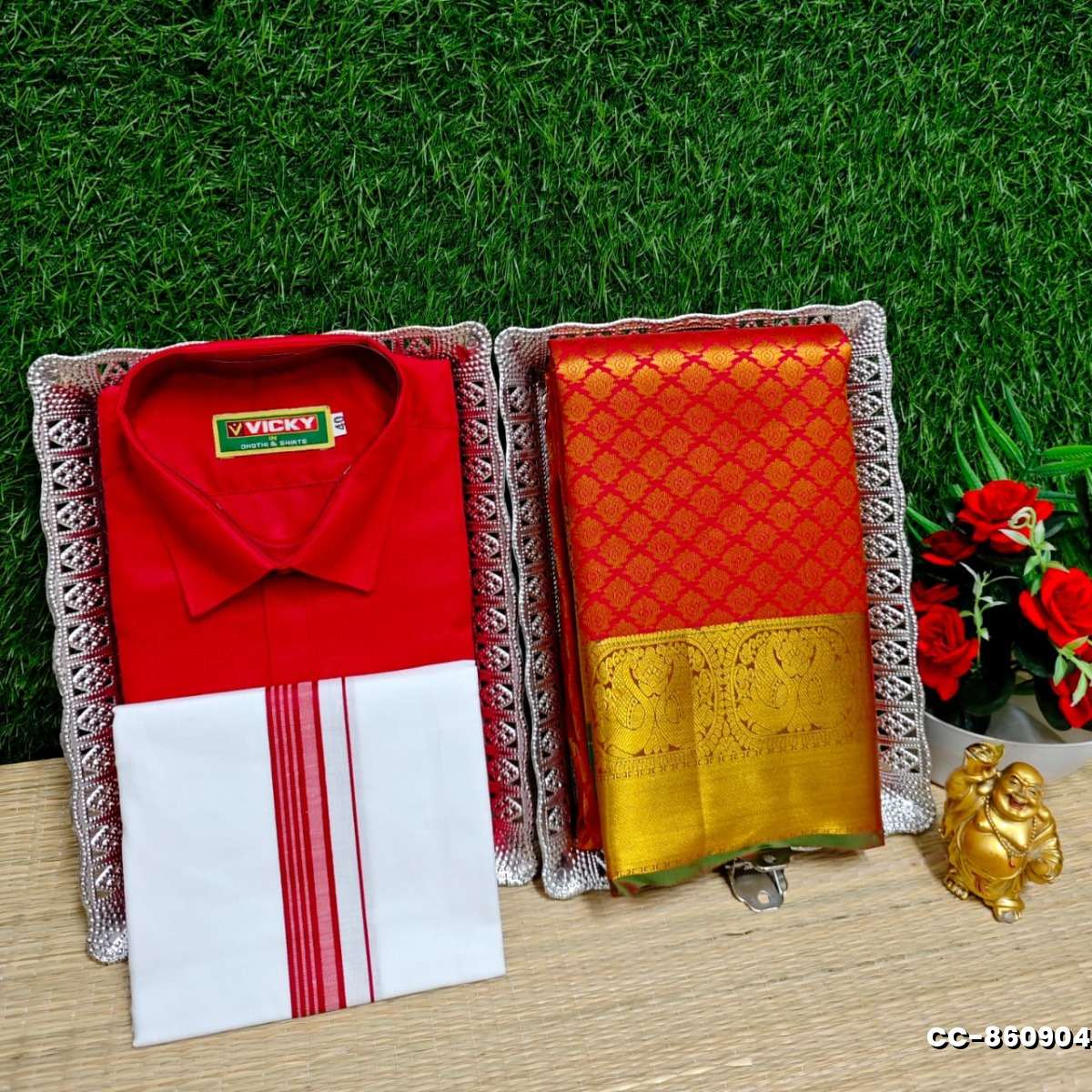 COUPLE COMBO MATCHING AND MATCHING TRADITIONAL SET MATCHING COMBO FOR FESTIVAL SEASONS - RED (4)