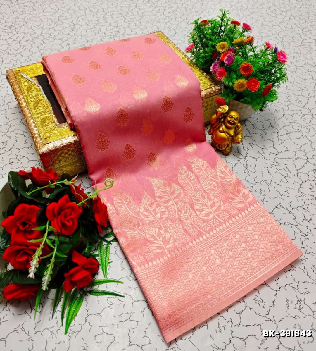 Banarasi with our banarasi cotton fabric — a beautiful fusion of classic artistry and breathable comfort wear saree - LIGHT PINK