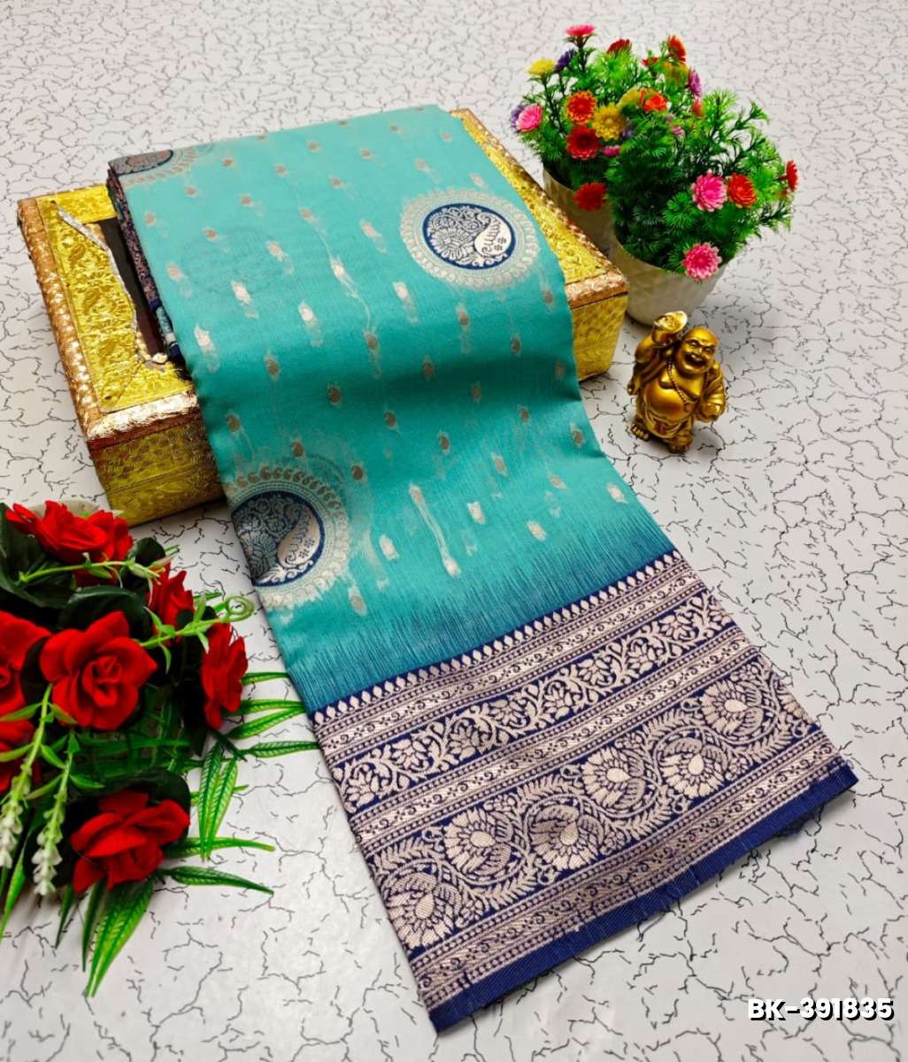 Banarasi with our banarasi cotton fabric — a beautiful fusion of classic artistry and breathable comfort wear saree - DARK SKY BLUE (3)