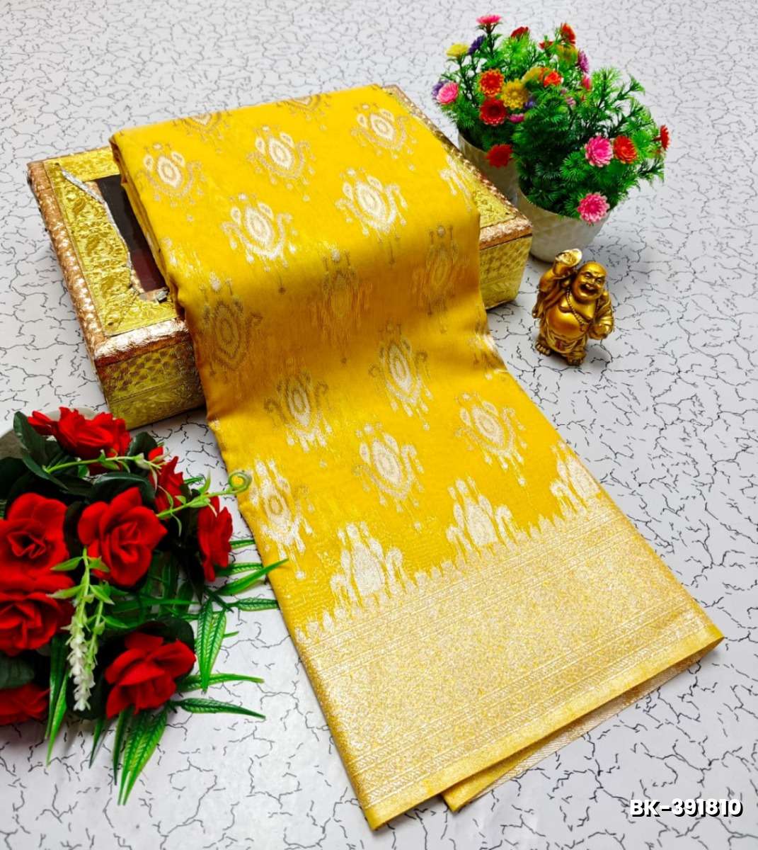 Banarasi with our banarasi cotton fabric — a beautiful fusion of classic artistry and breathable comfort wear saree - YELLOW
