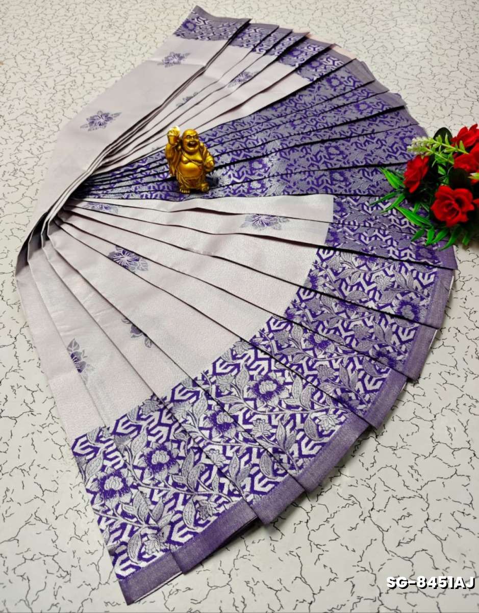 Premium kubera pattu saree rapier fancy light weight silk type sarees flower design function wear - DUAL COLOR