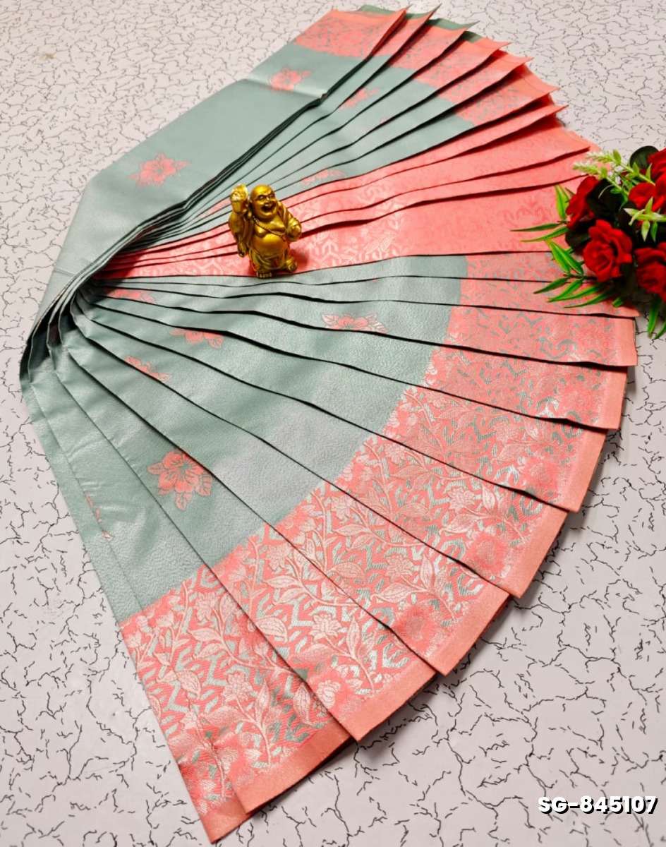 Premium kubera pattu saree rapier fancy light weight silk type sarees flower design function wear - TEAL COLOUR