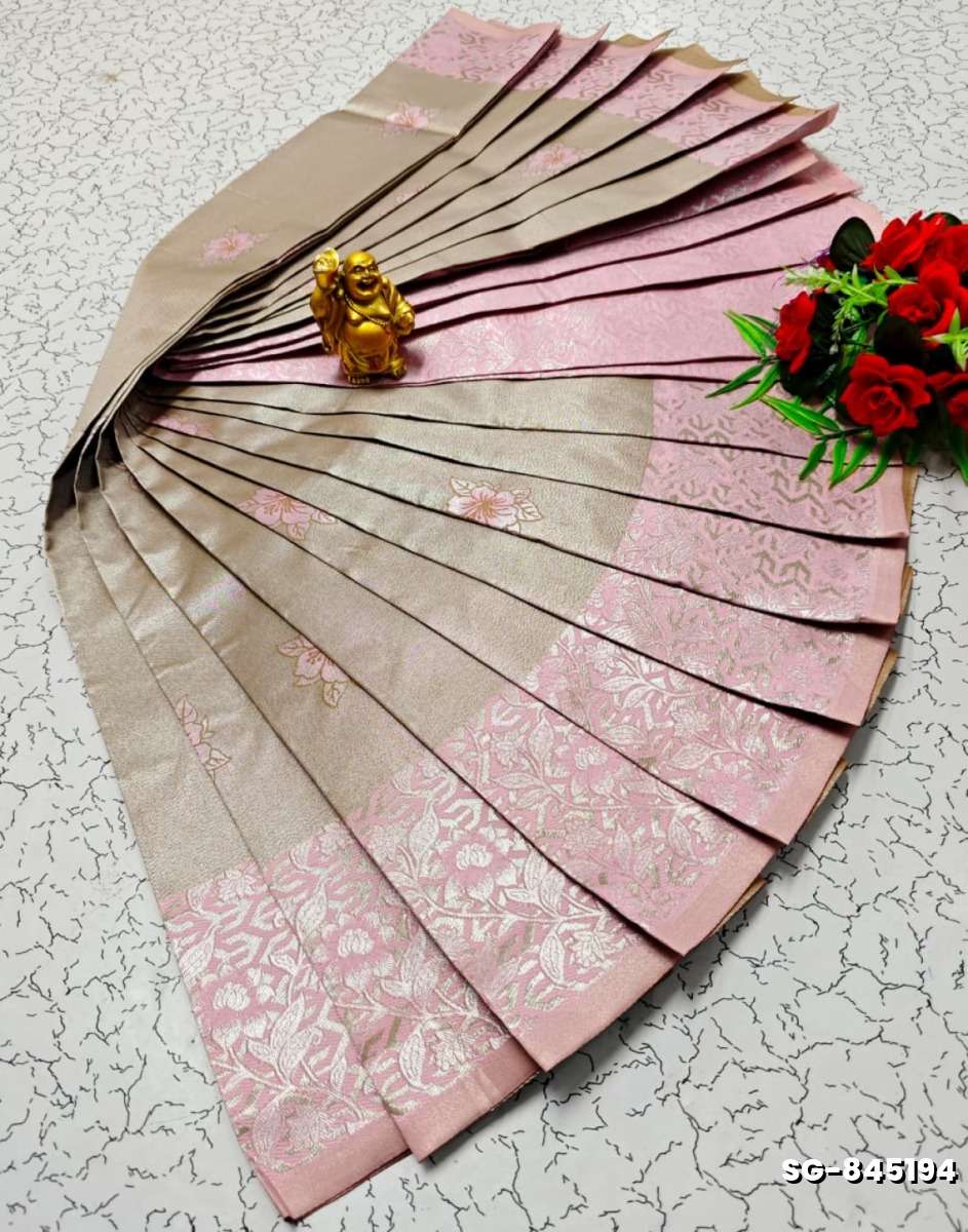 Premium kubera pattu saree rapier fancy light weight silk type sarees flower design function wear - CHOCOLATE COLOR