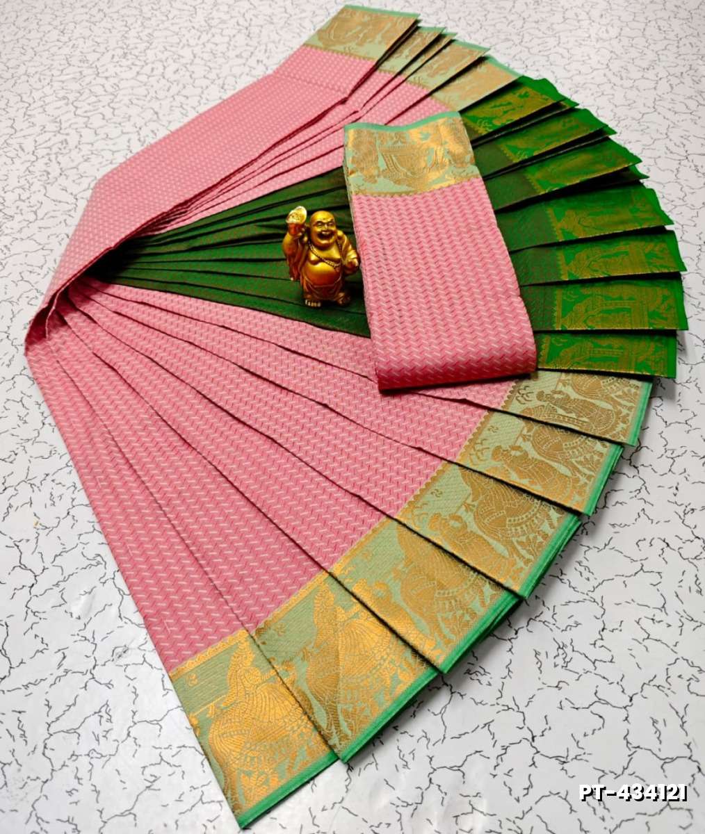 Elampillai Poontamil Saree | Karizma Silk / Soft Silk | 3D Embossed Weave - BABY PINK (3)