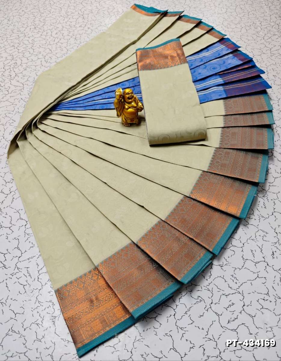 Elampillai Poontamil Saree | Karizma Silk / Soft Silk | 3D Embossed Weave - BEIGE COLOUR (1)