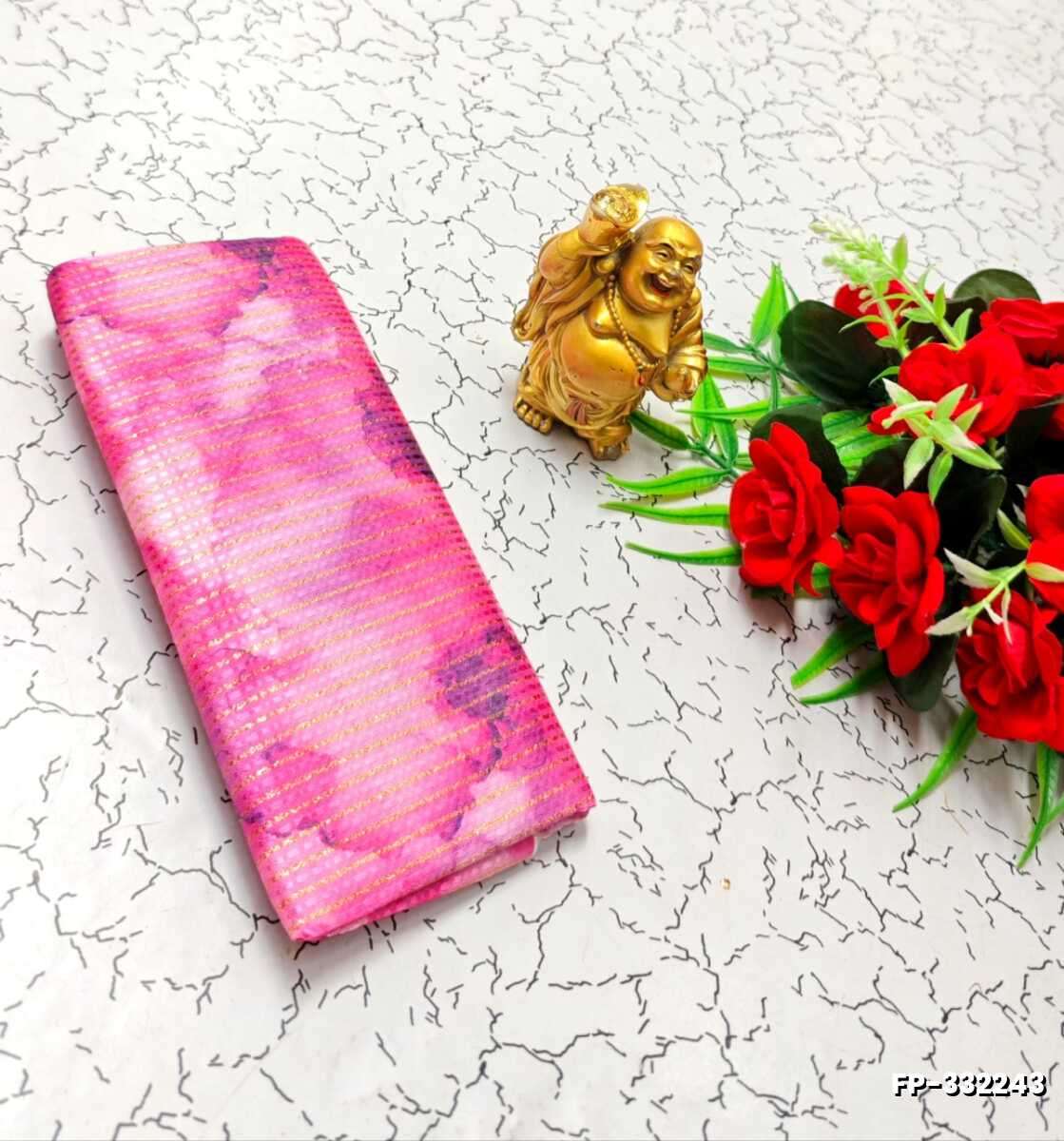 Designer Multi-Color Floral Print Blouse Fabric - LIGHT PINK (2)