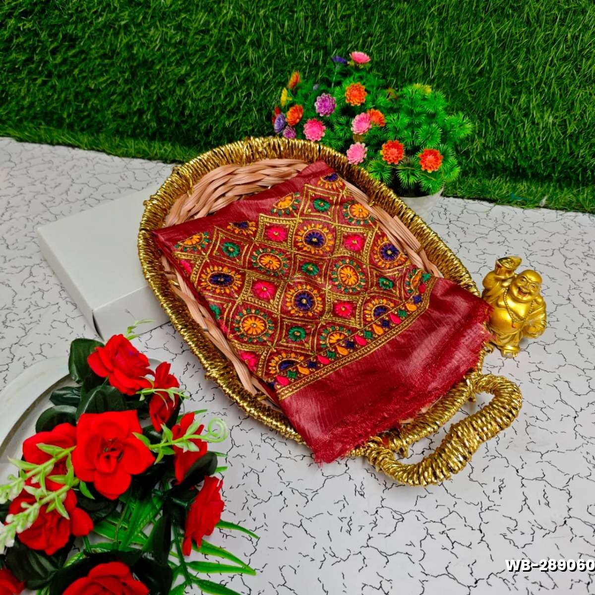 Luxurious heavy work blouse fabric with floral goldwork jaal border - CREAM COLOR