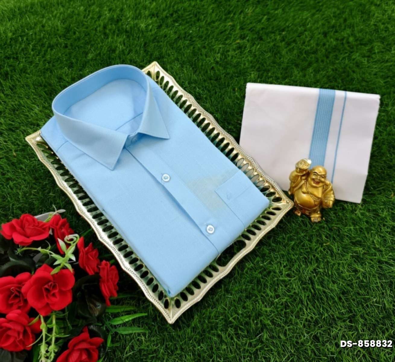 Traditional men  dhoti shirt  trending collection - LIGHT SKY BLUE (2)
