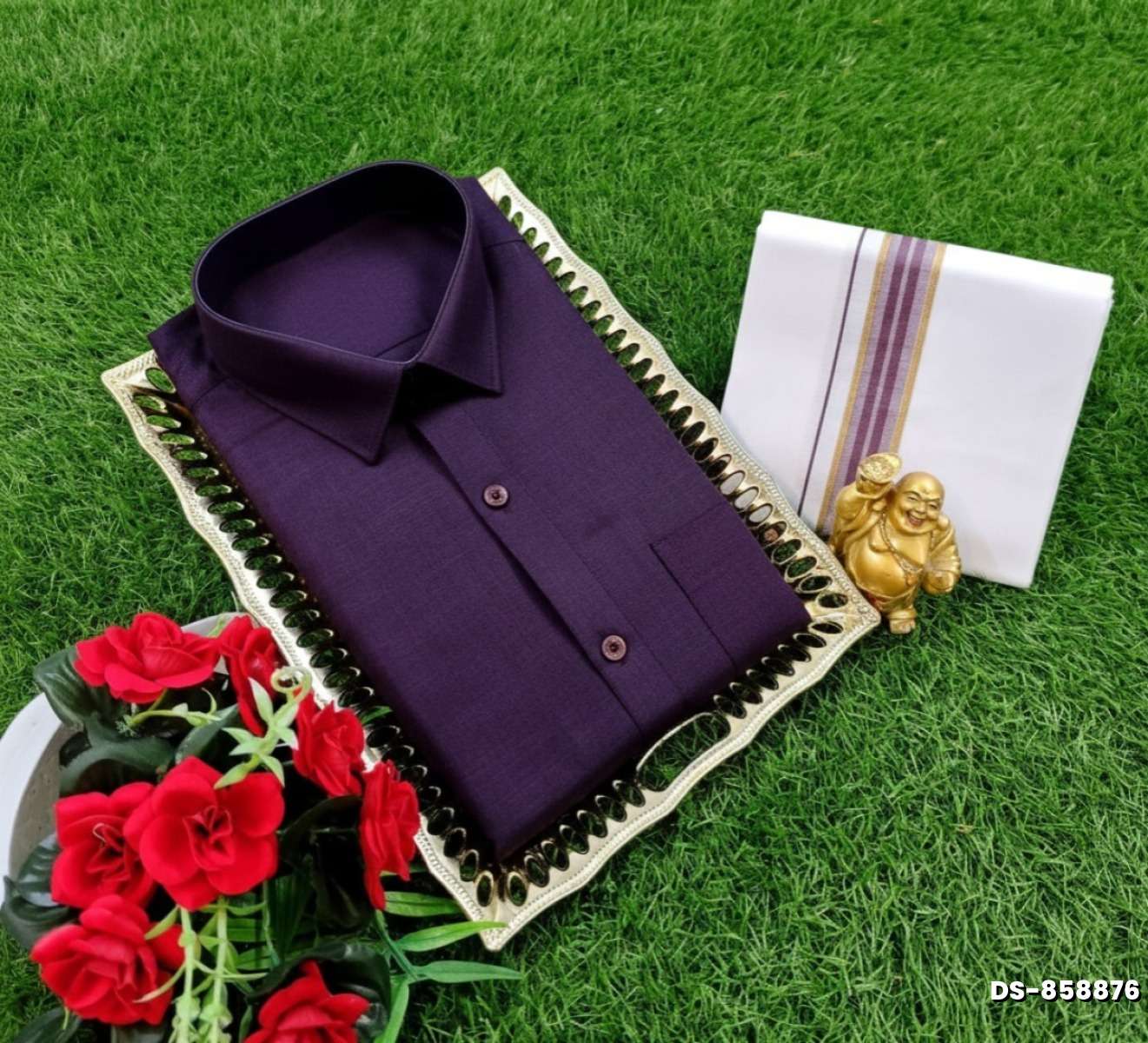 Traditional men  dhoti shirt  trending collection - PLUM COLOUR