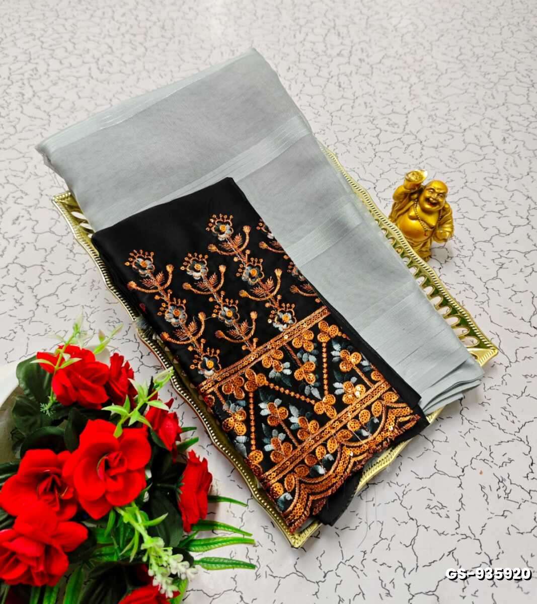 GEORGETTE FANCY SOFT SILK SAREES WITH BLOUSE MODERN FANCY ITEM SAREES - AS COLOR (7)