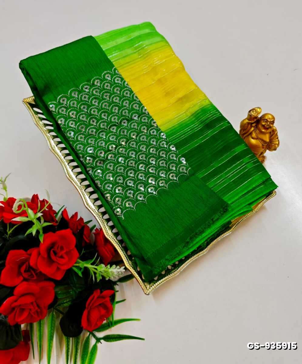 GEORGETTE FANCY SOFT SILK SAREES WITH BLOUSE MODERN FANCY ITEM SAREES - GREEN (6)