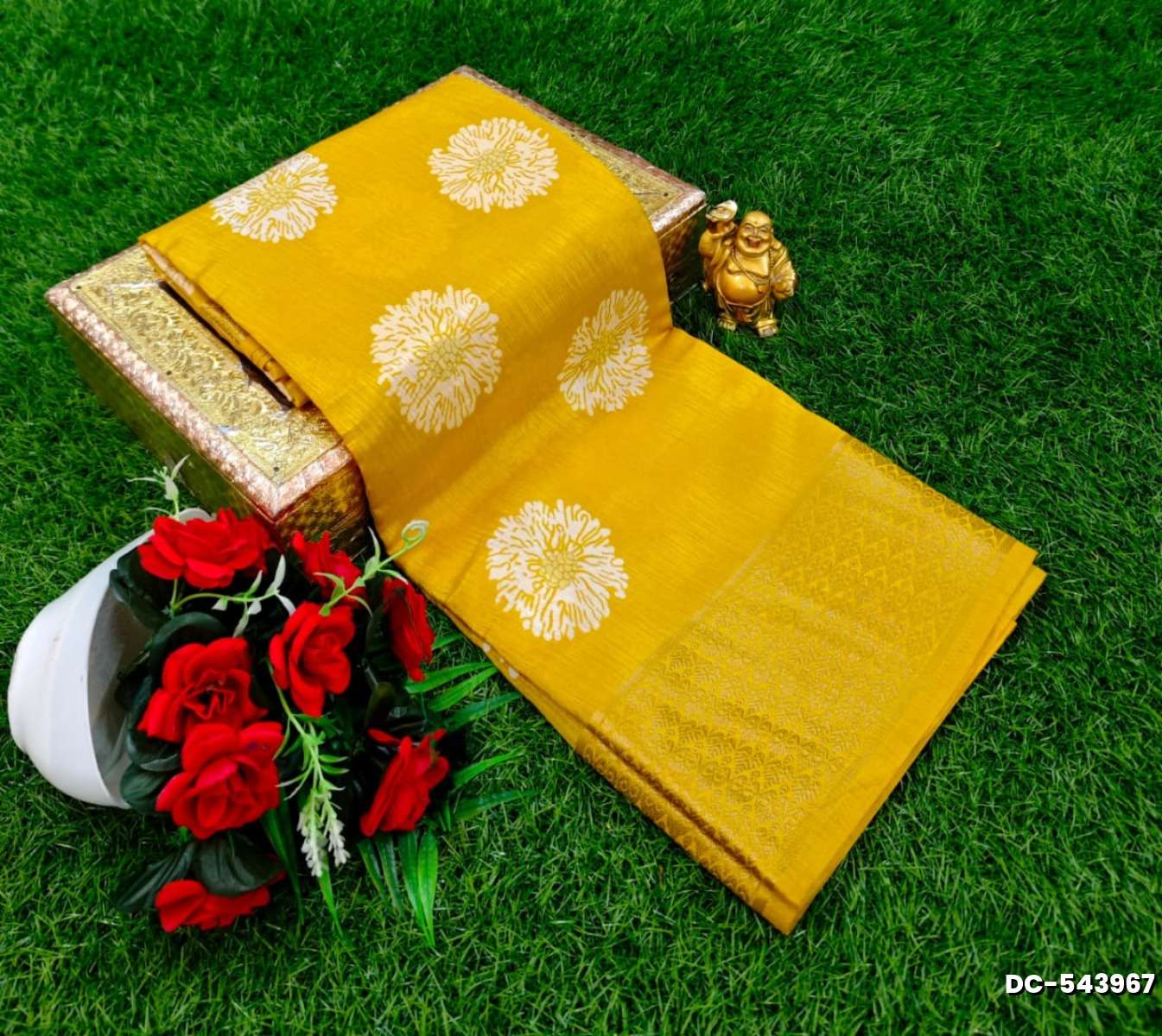 Dailywear cotton sarees premium look lightweight comfortable wear - GOLD COLOUR
