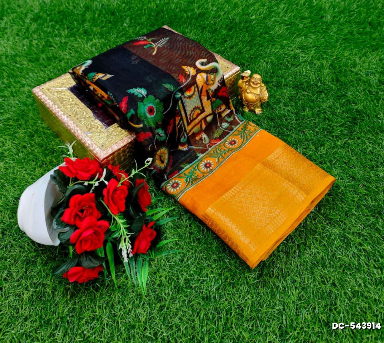 Dailywear cotton sarees premium look lightweight comfortable wear - BLACK