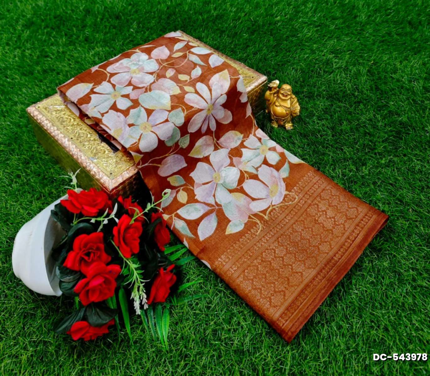 Dailywear cotton sarees premium look lightweight comfortable wear - BRONCE COLOUR