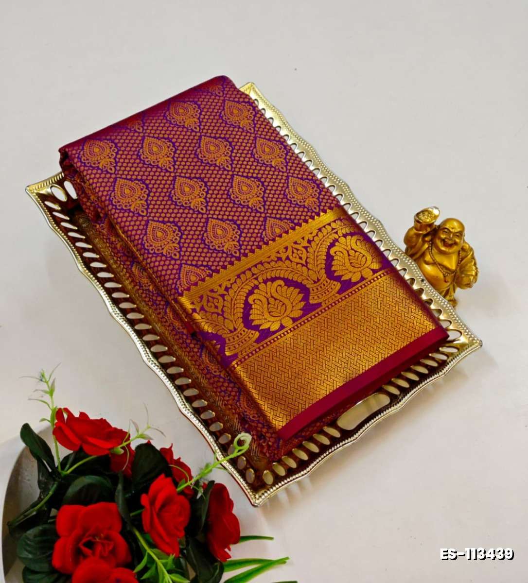 BRIDAL SILK GOLD SILVAR AND COPPER ZARI WEAVE AND WEDDING ART SILK SAREES - VADAMALLI (7)