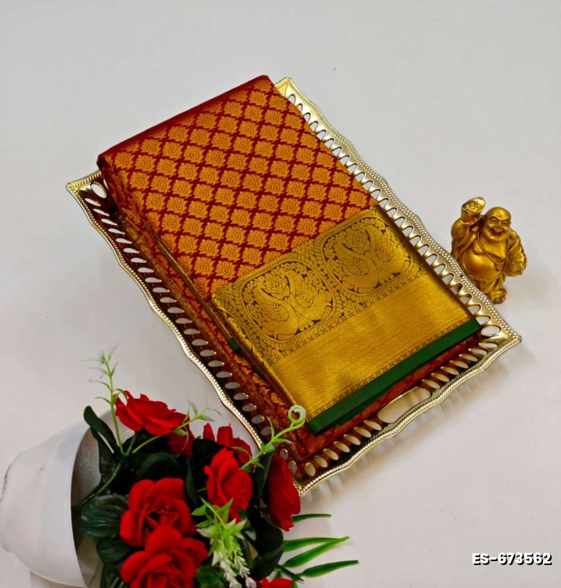 BRIDAL SILK GOLD SILVAR AND COPPER ZARI WEAVE AND WEDDING ART SILK SAREES - MAROON COLOR (1)