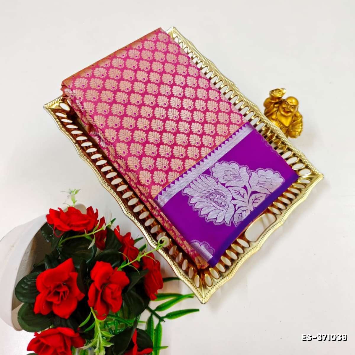 BRIDAL SILK GOLD SILVAR AND COPPER ZARI WEAVE AND WEDDING ART SILK SAREES - VADAMALLI (8)