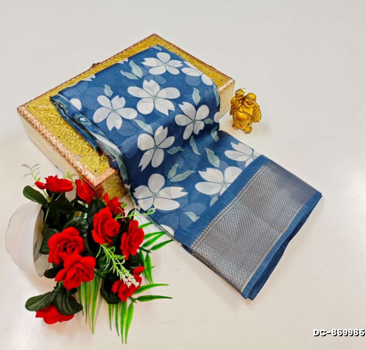 Dailywear cotton sarees premium look lightweight comfortable wear - BLUE SHADE (6)