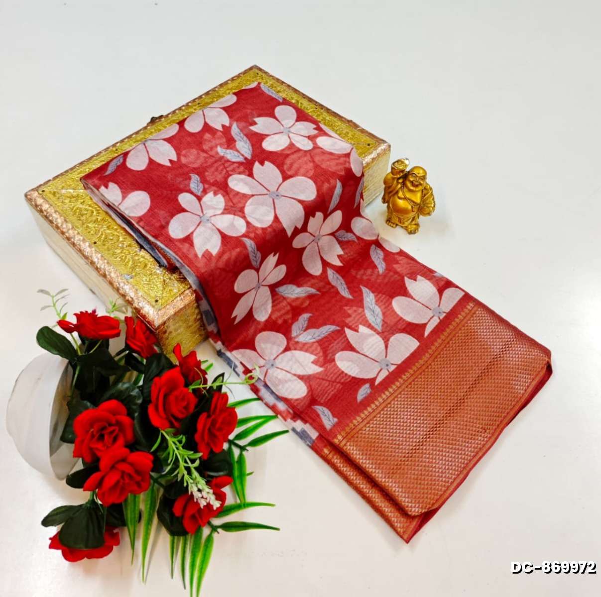Dailywear cotton sarees premium look lightweight comfortable wear - CORAL COLOUR (2)