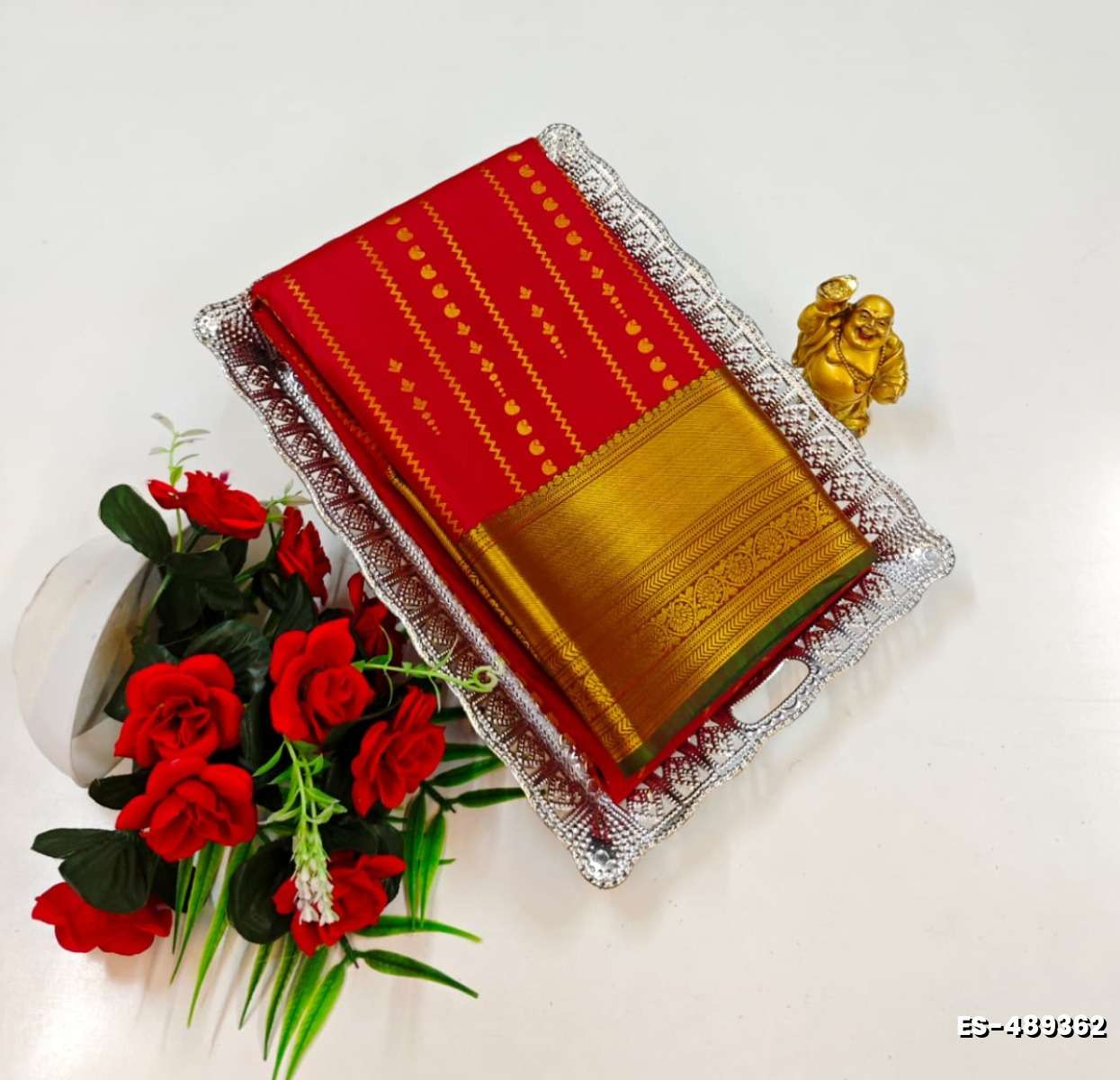 BRIDAL SILK GOLD SILVAR AND COPPER ZARI WEAVE AND WEDDING ART SILK SAREES - MAROON COLOR (2)