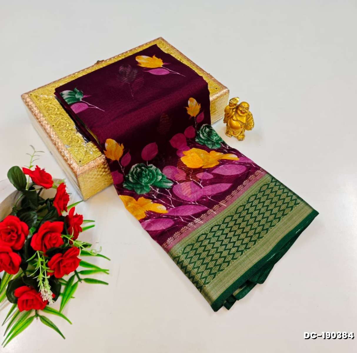 Dailywear cotton sarees premium look lightweight comfortable wear - WINE COLOUR (11)