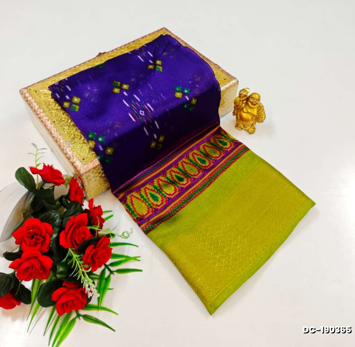 Dailywear cotton sarees premium look lightweight comfortable wear - INDIGO COLOUR (1)