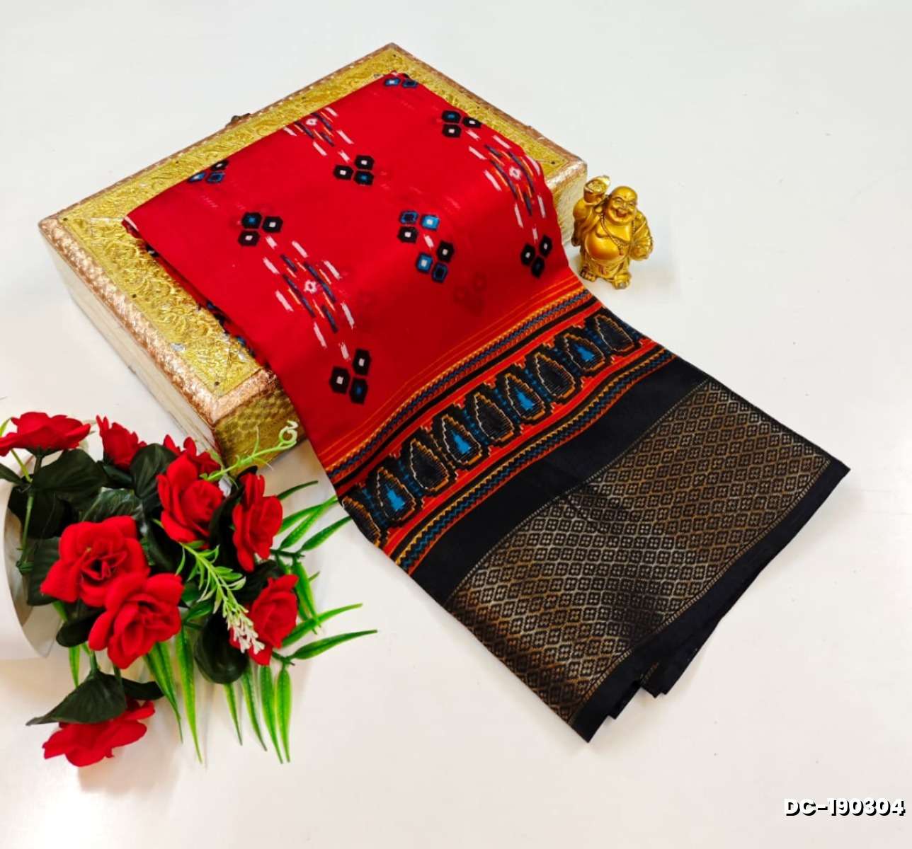 Dailywear cotton sarees premium look lightweight comfortable wear - RED (9)