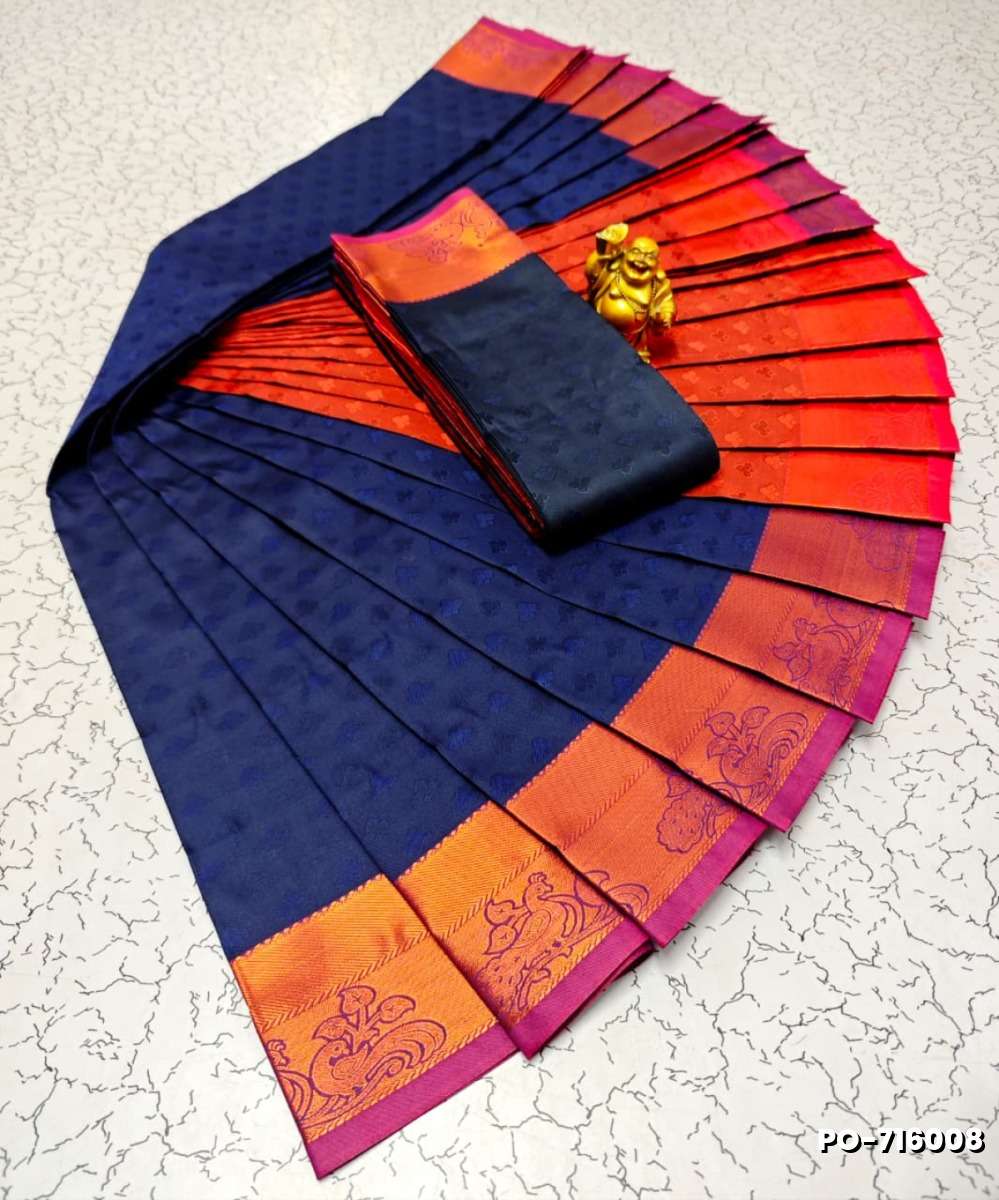 Poonthamil Elegant Traditional Saree - NAVY COLOUR