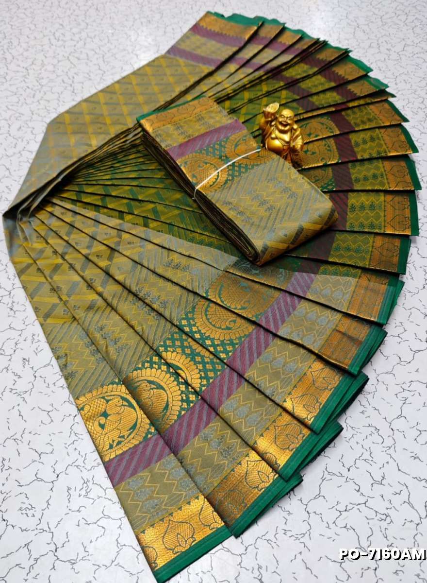 Poonthamil Elegant Traditional Saree - LEMON GREEN