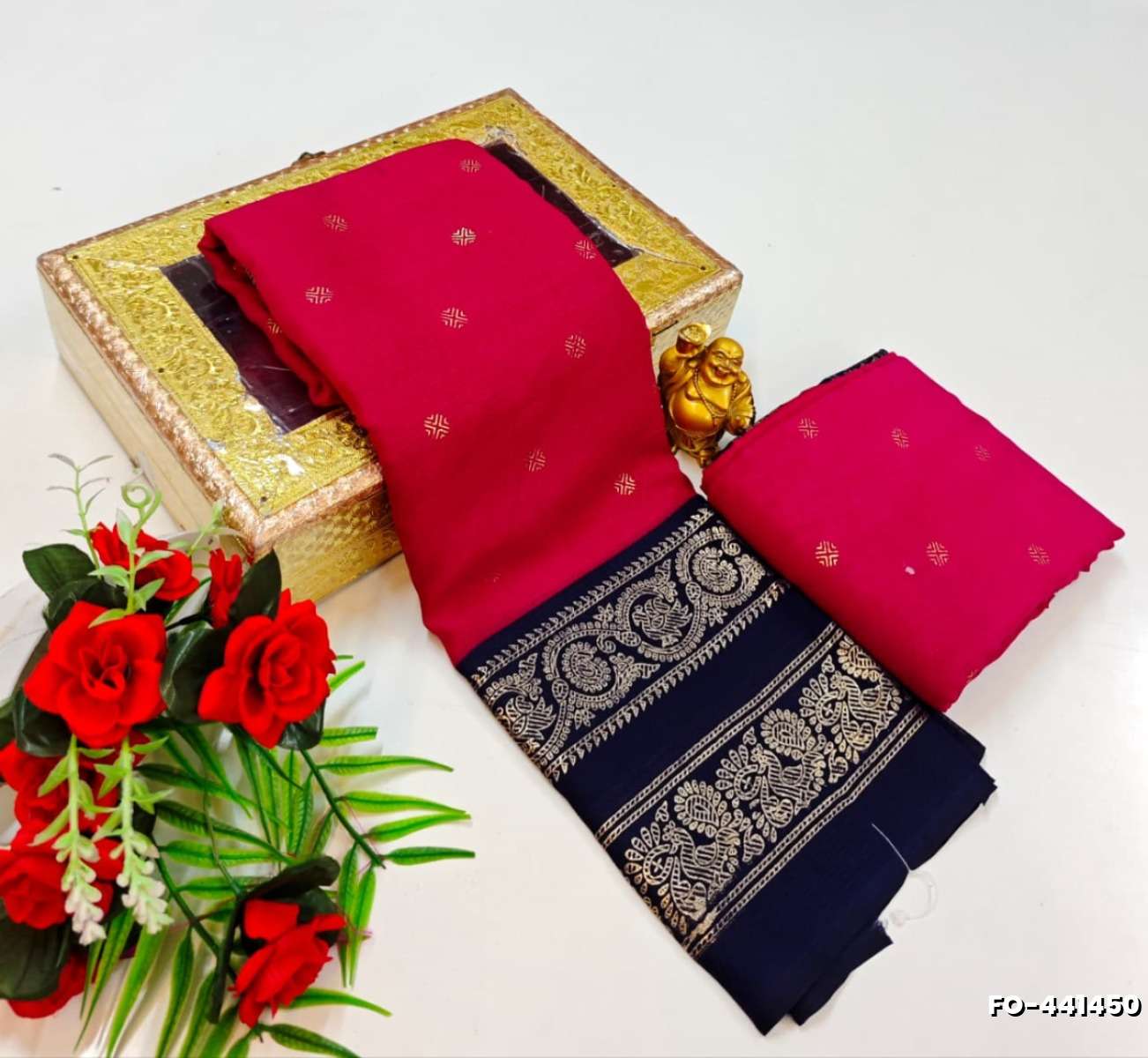 Designer party wear chiffon foil print saree - MEJANTA (3)