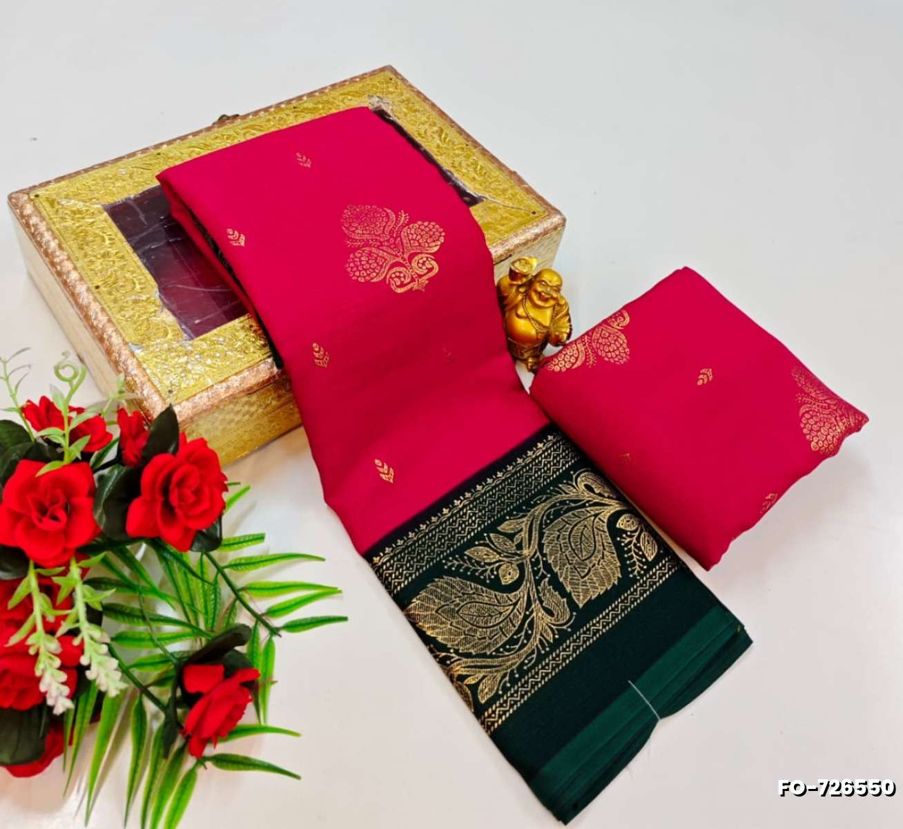 Designer party wear chiffon foil print saree - MEJANTA (4)