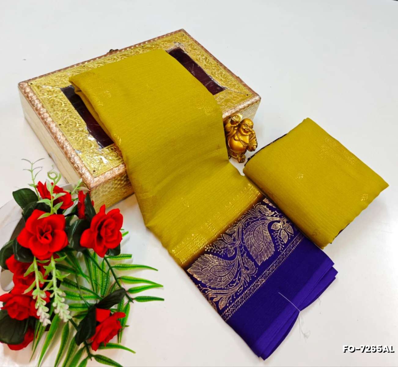 Designer party wear chiffon foil print saree - LITE GREEN