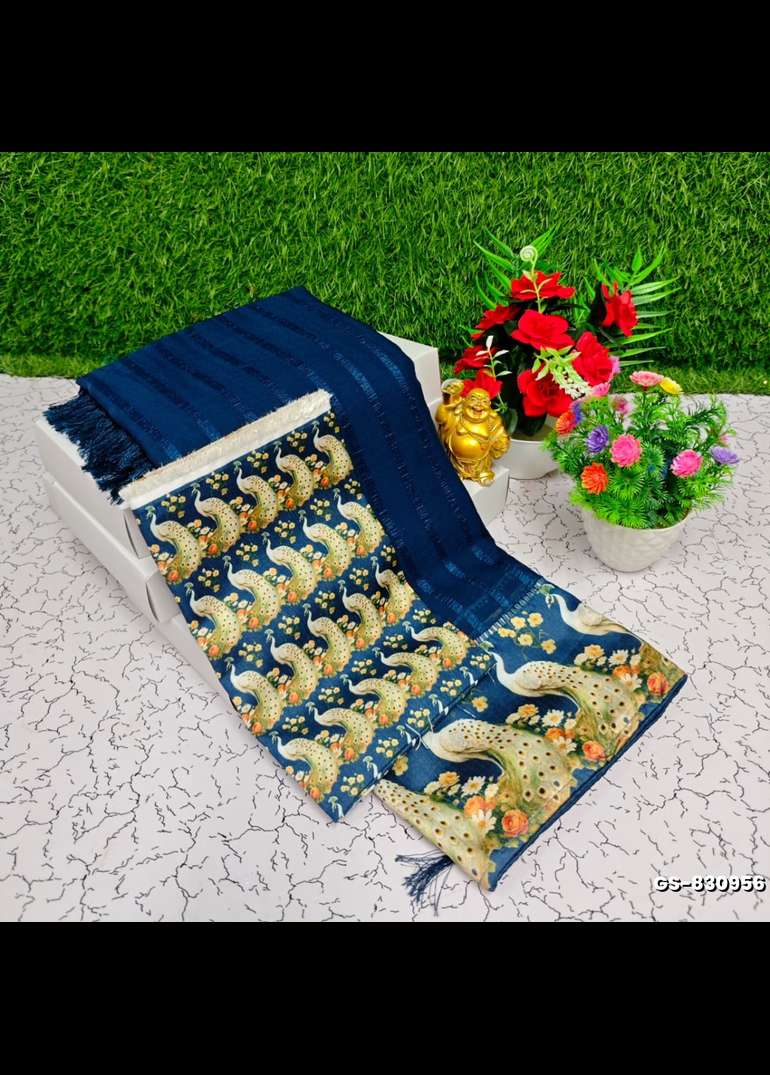 Georgette fancy soft silk sarees with blouse peacock design modern ...