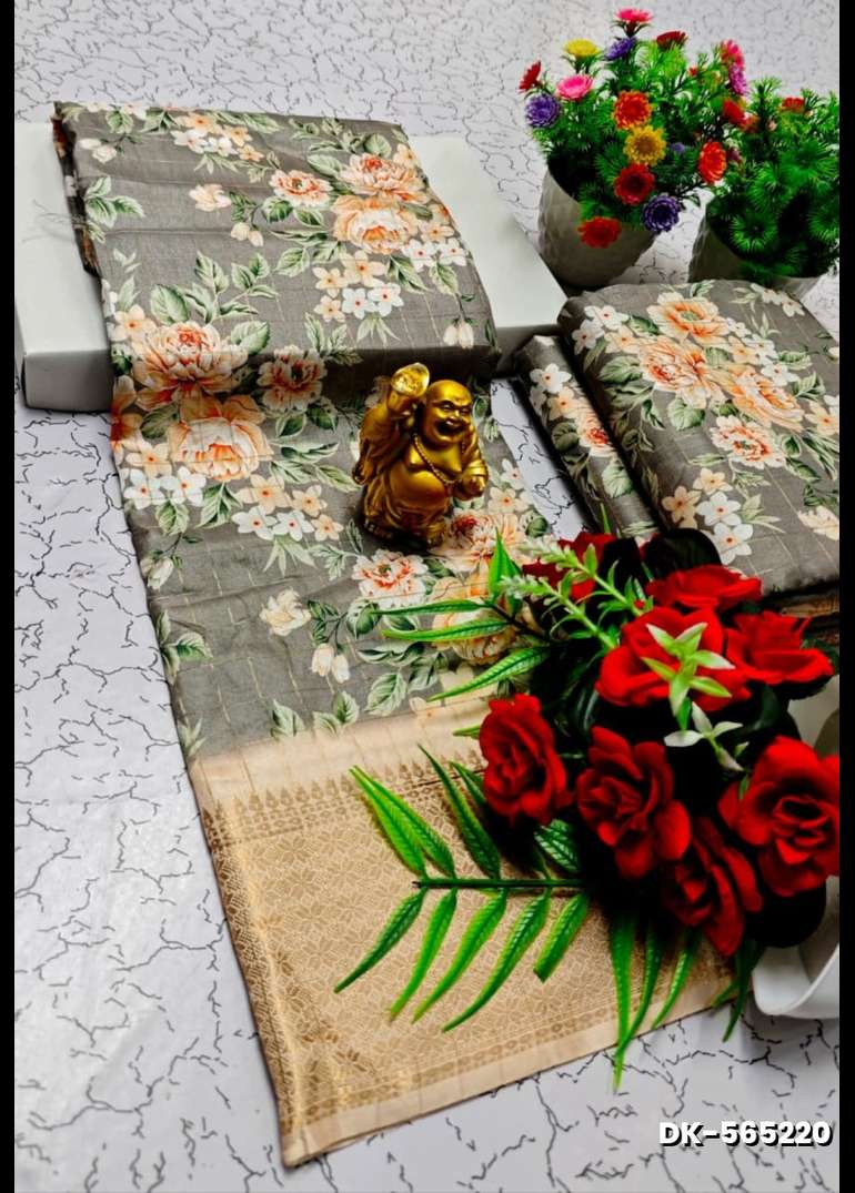 Soft Dola Silk Saree with Heavy Zari Border and Bandhani Print – Elegant Pallu with Running Blouse