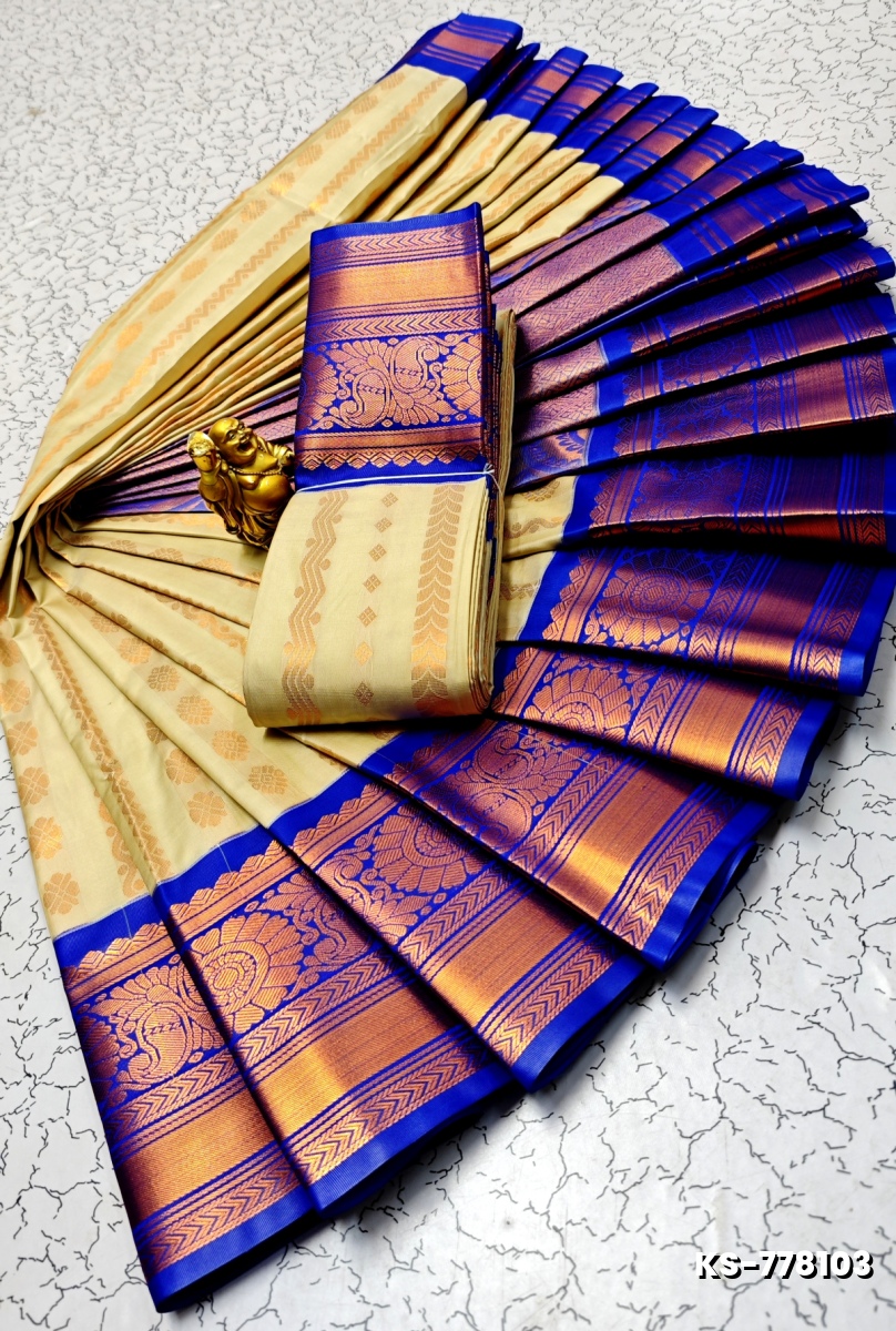 FANCY  All SELF SOFT SILK SAREES WITH KOTTANCHI BORDER - GOLD