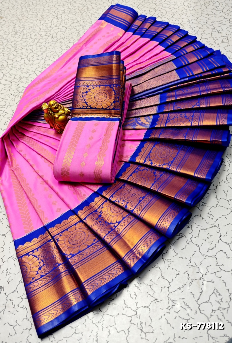 FANCY  All SELF SOFT SILK SAREES WITH KOTTANCHI BORDER - PINK