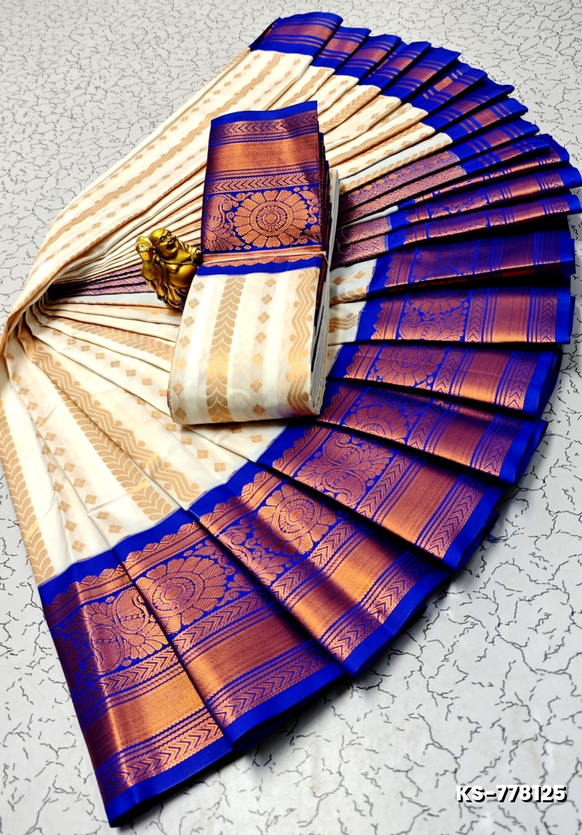 FANCY  All SELF SOFT SILK SAREES WITH KOTTANCHI BORDER - WHITE