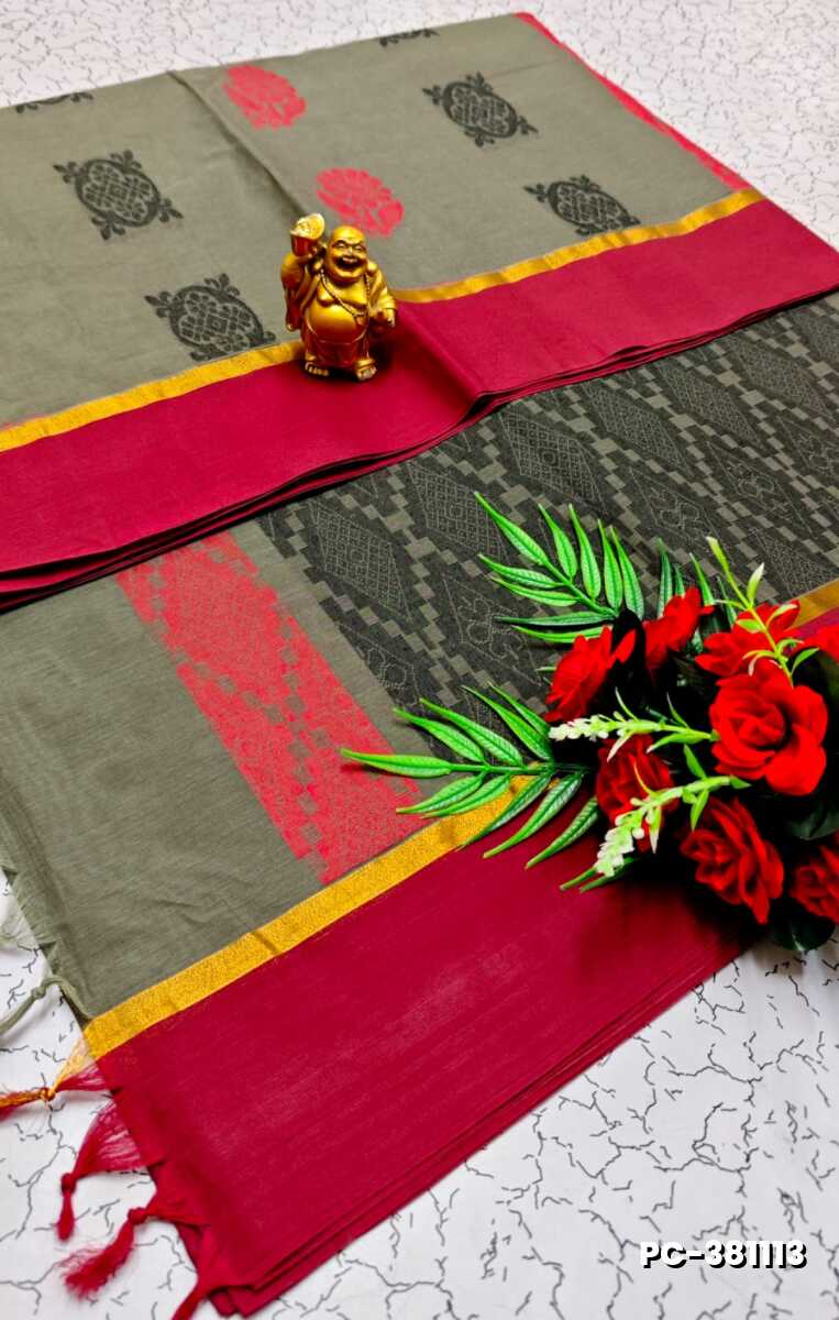 PURE COTTON HAND WORK BUTTAS SAREES SUMMER SPECIAL COLLECTION - SILVAR