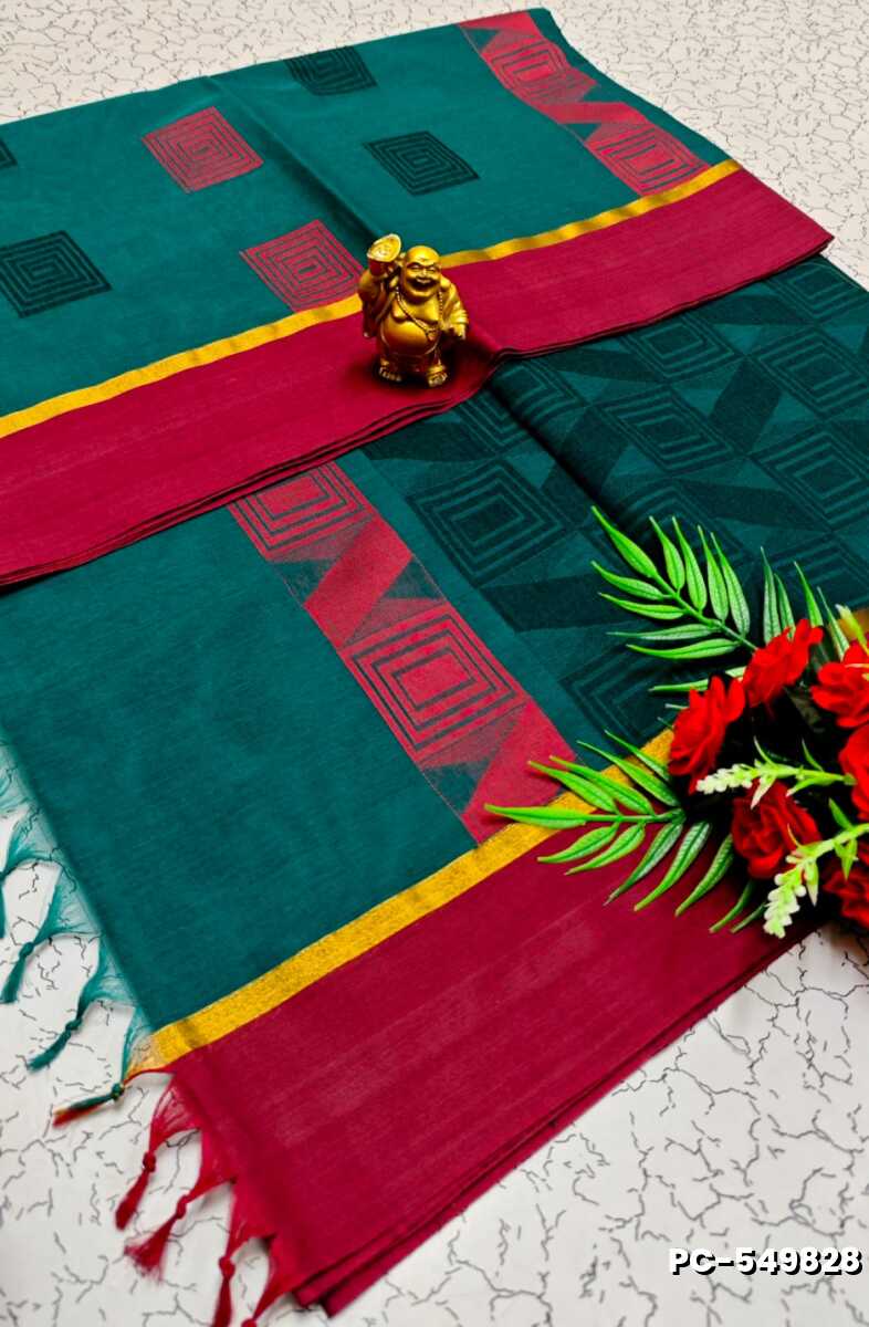 PURE COTTON HAND WORK BUTTAS SAREES SUMMER SPECIAL COLLECTION - BULE