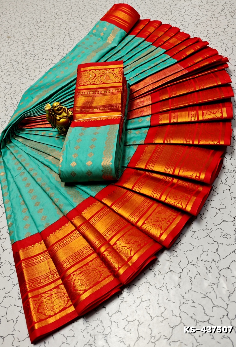 FANCY  All SELF SOFT SILK SAREES WITH KOTTANCHI SOFT SILK - TEAL COLOUR