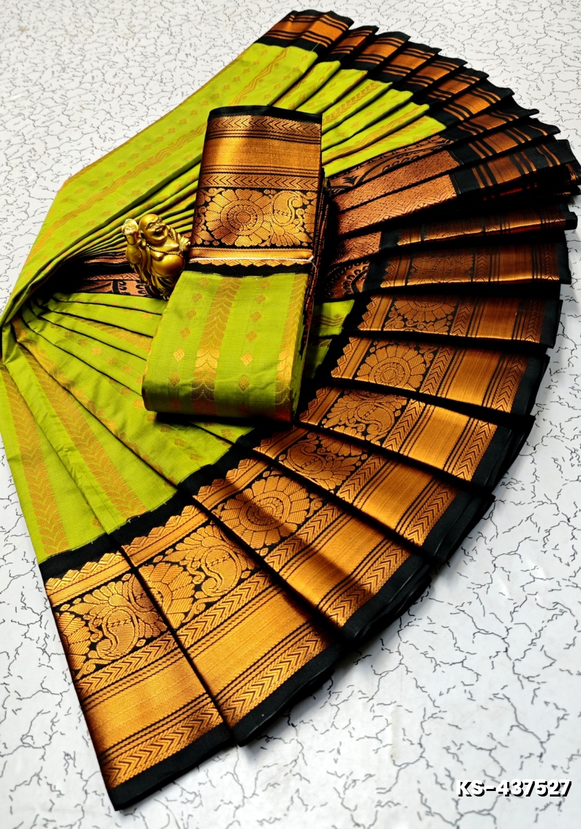 FANCY  All SELF SOFT SILK SAREES WITH KOTTANCHI SOFT SILK - MEHENDHI GREEN