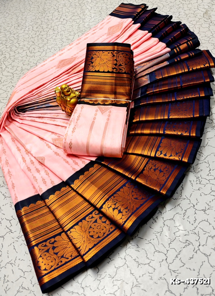 FANCY  All SELF SOFT SILK SAREES WITH KOTTANCHI SOFT SILK - BABY PINK