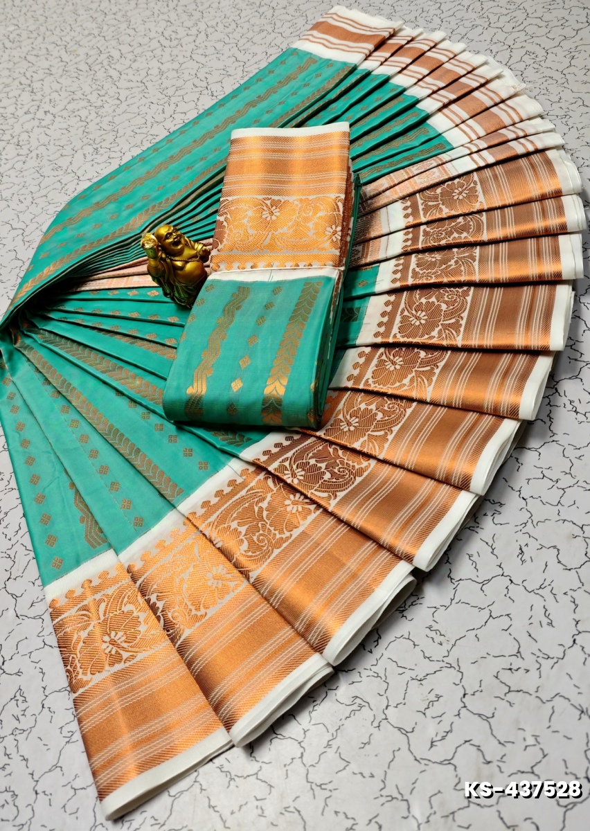 FANCY  All SELF SOFT SILK SAREES WITH KOTTANCHI SOFT SILK - BULE